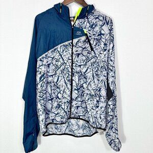 Decathalon Kalenji Wind Jacket Trail Grey Blue Geometric Running Women's Size XL